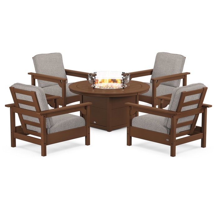 Club 5-Piece Conversation Set with Fire Pit Table