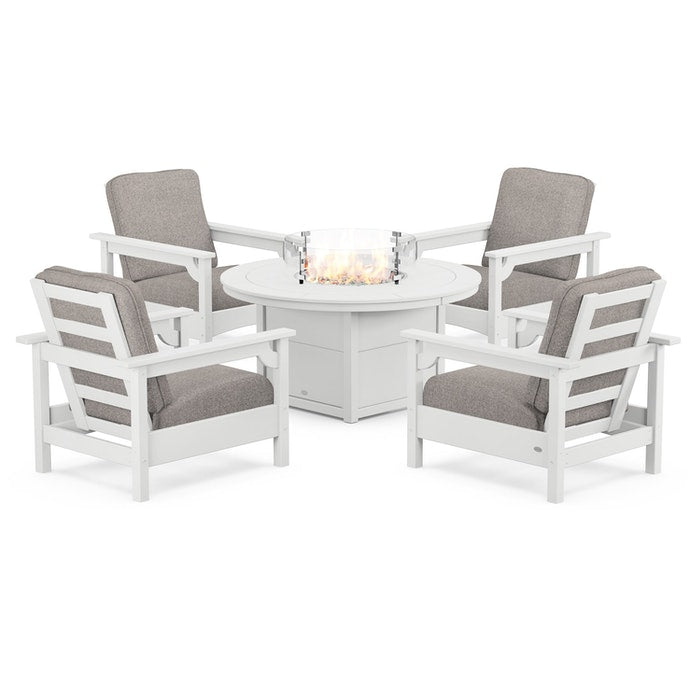 Club 5-Piece Conversation Set with Fire Pit Table