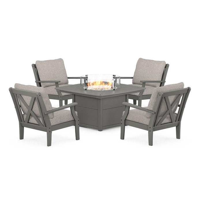 Braxton 5-Piece Deep Seating Conversation Set with Fire Pit Table