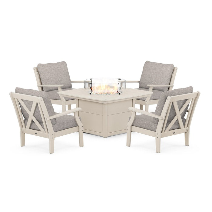 Braxton 5-Piece Deep Seating Conversation Set with Fire Pit Table