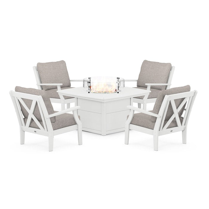 Braxton 5-Piece Deep Seating Conversation Set with Fire Pit Table