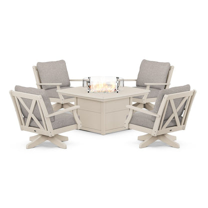 Braxton 5-Piece Deep Seating Swivel Conversation Set with Fire Pit Table