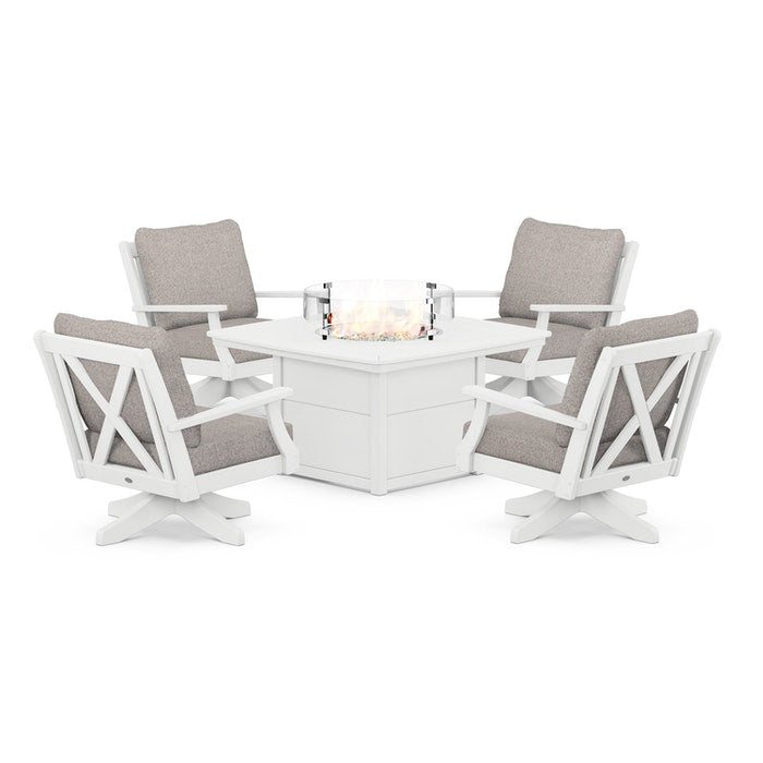 Braxton 5-Piece Deep Seating Swivel Conversation Set with Fire Pit Table