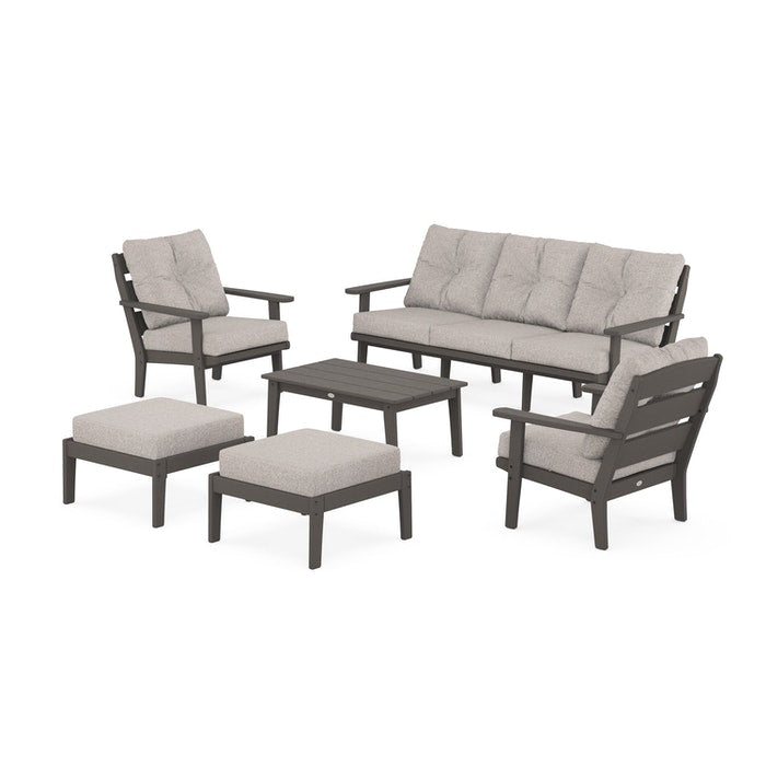 Lakeside 6-Piece Lounge Sofa Set in Vintage Finish