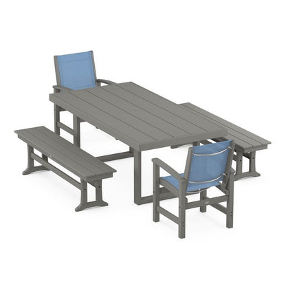 Coastal 5-Piece Dining Set with Trestle Legs