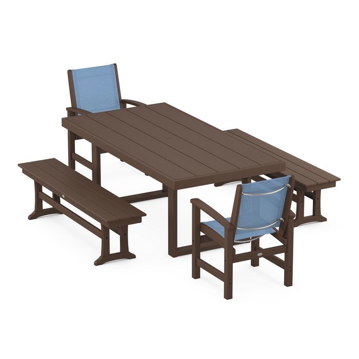 Coastal 5-Piece Dining Set with Trestle Legs