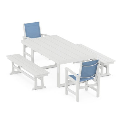 Coastal 5-Piece Dining Set with Trestle Legs