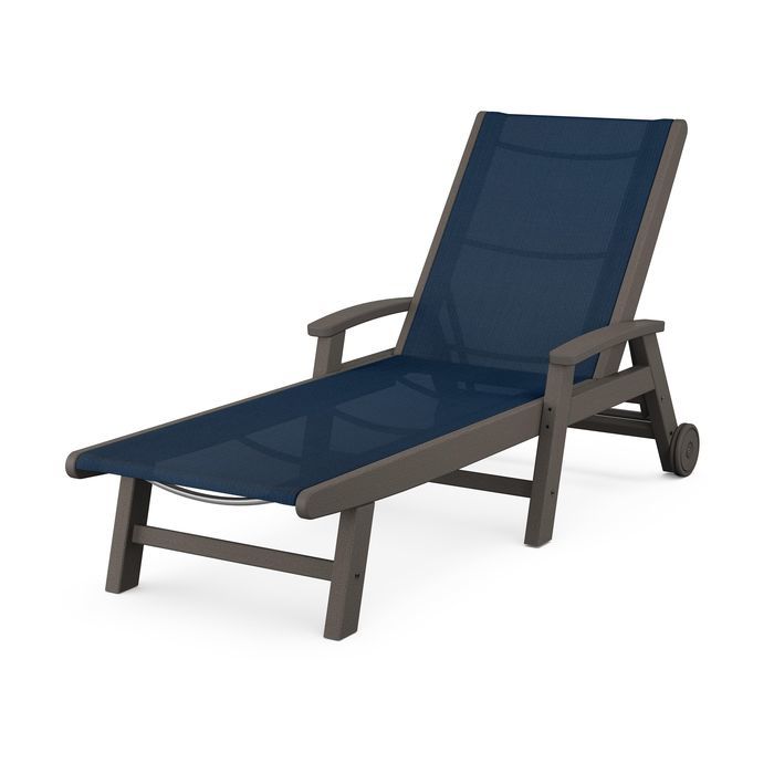 Coastal Chaise with Wheels in Vintage Finish