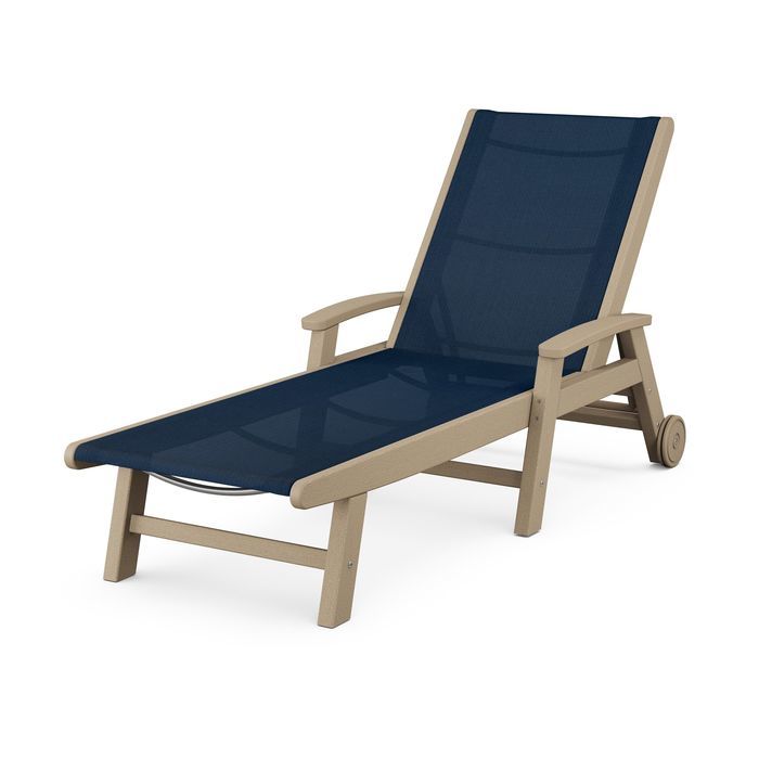 Coastal Chaise with Wheels in Vintage Finish