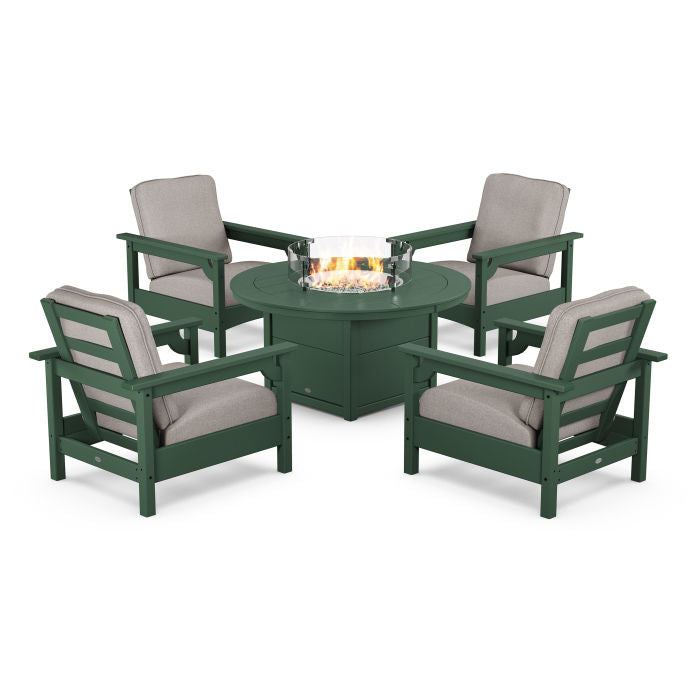 Club 5-Piece Conversation Set with Fire Pit Table