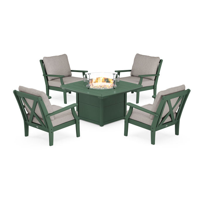 Braxton 5-Piece Deep Seating Conversation Set with Fire Pit Table