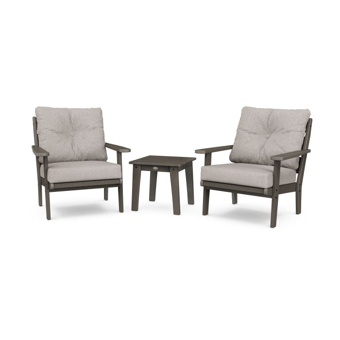 Lakeside 3-Piece Deep Seating Chair Set in Vintage Finish