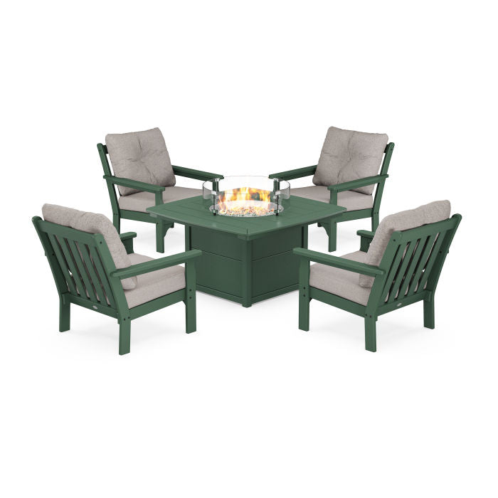 Vineyard 5-Piece Conversation Set with Fire Pit Table