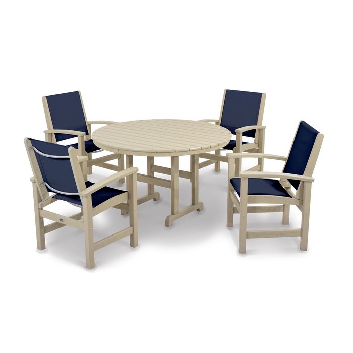 Coastal 5-Piece Round Farmhouse Dining Set