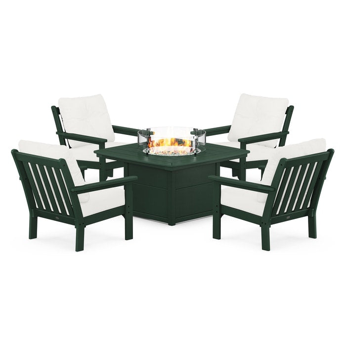 Vineyard 5-Piece Conversation Set with Fire Pit Table