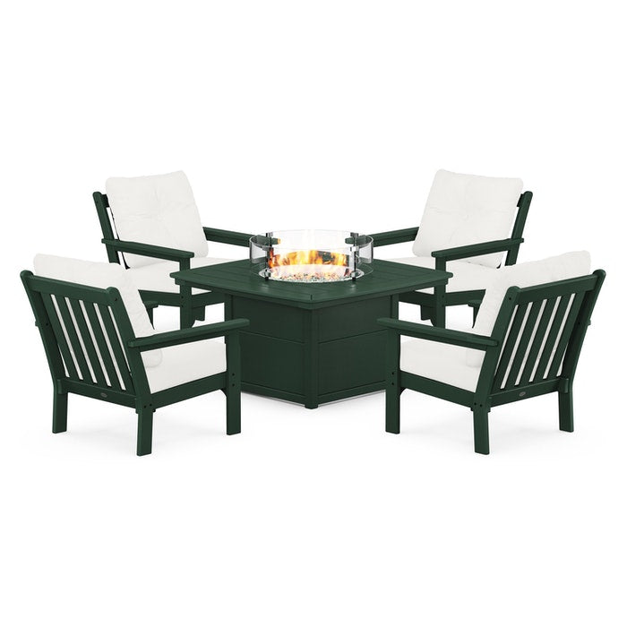 Vineyard 5-Piece Conversation Set with Fire Pit Table