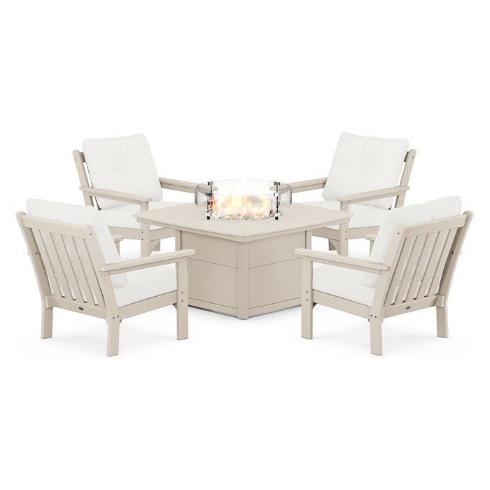 Vineyard 5-Piece Conversation Set with Fire Pit Table