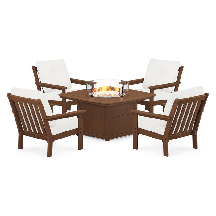 Vineyard 5-Piece Conversation Set with Fire Pit Table