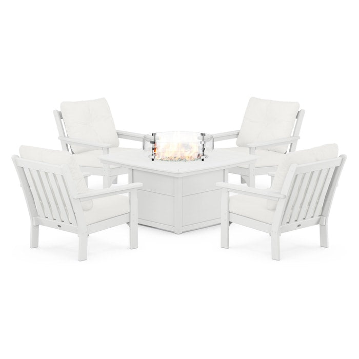 Vineyard 5-Piece Conversation Set with Fire Pit Table