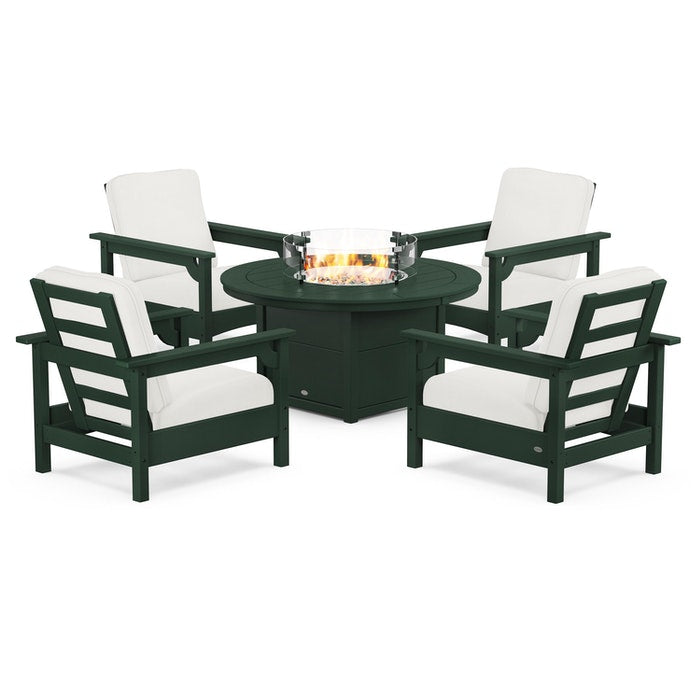 Club 5-Piece Conversation Set with Fire Pit Table