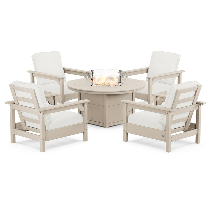 Club 5-Piece Conversation Set with Fire Pit Table