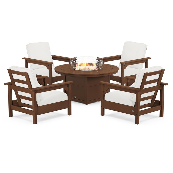 Club 5-Piece Conversation Set with Fire Pit Table