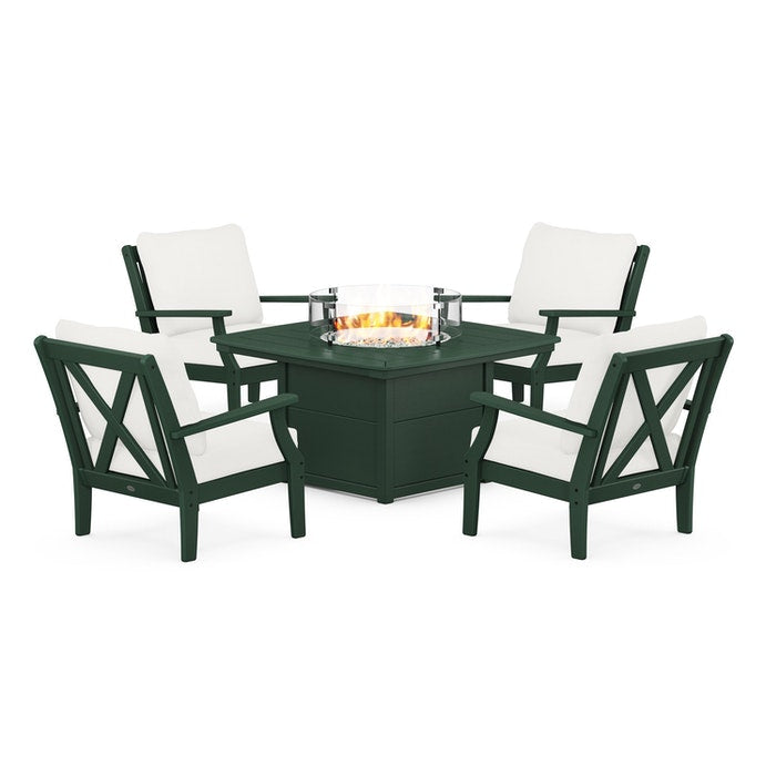 Braxton 5-Piece Deep Seating Conversation Set with Fire Pit Table