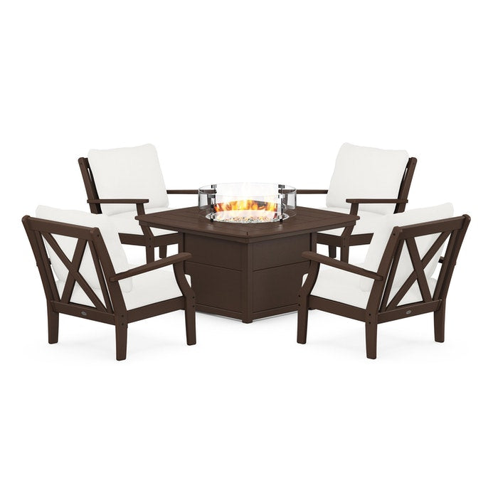 Braxton 5-Piece Deep Seating Conversation Set with Fire Pit Table