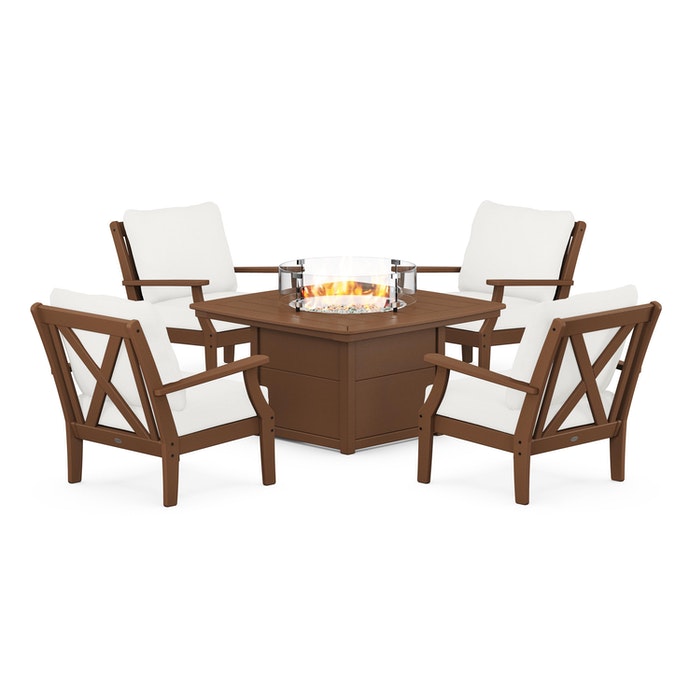 Braxton 5-Piece Deep Seating Conversation Set with Fire Pit Table