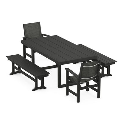 Coastal 5-Piece Dining Set with Trestle Legs
