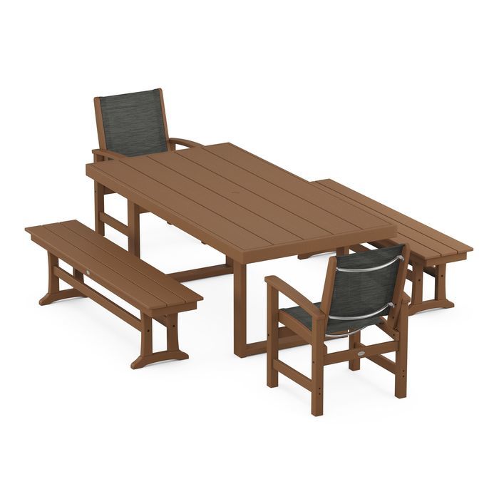 Coastal 5-Piece Dining Set with Trestle Legs