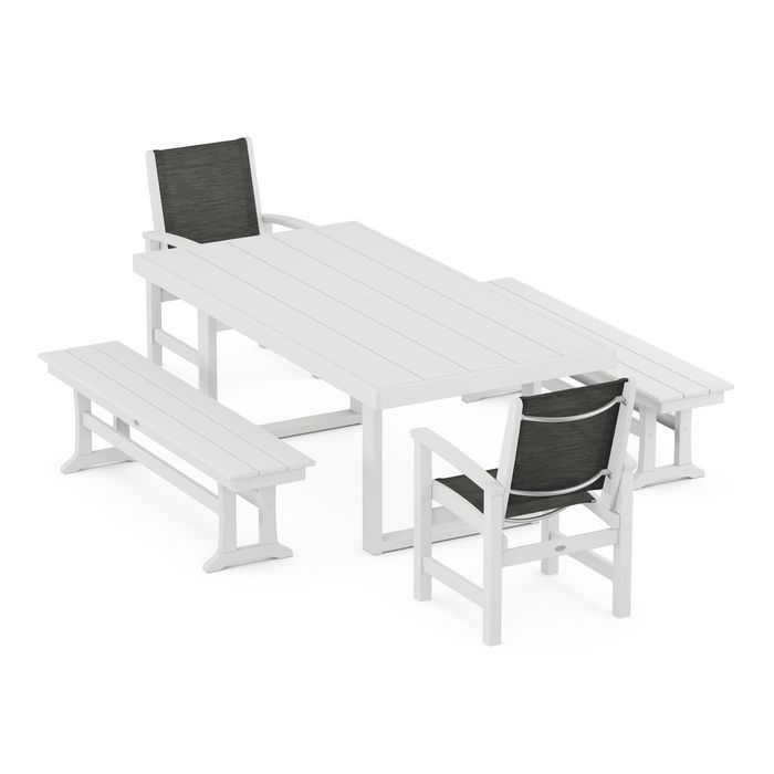 Coastal 5-Piece Dining Set with Trestle Legs