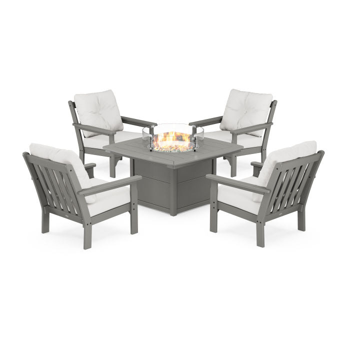 Vineyard 5-Piece Conversation Set with Fire Pit Table