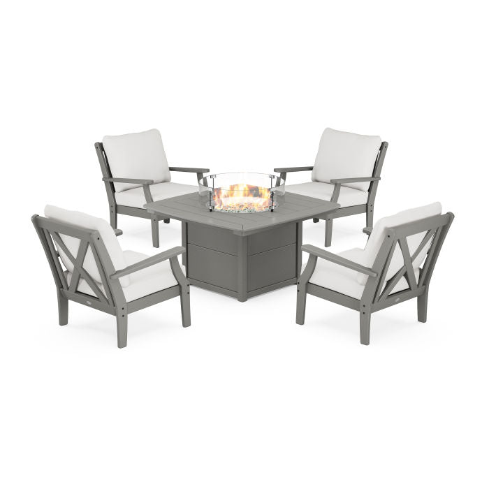 Braxton 5-Piece Deep Seating Conversation Set with Fire Pit Table