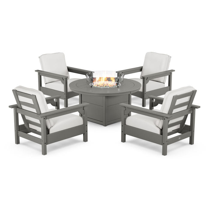 Club 5-Piece Conversation Set with Fire Pit Table