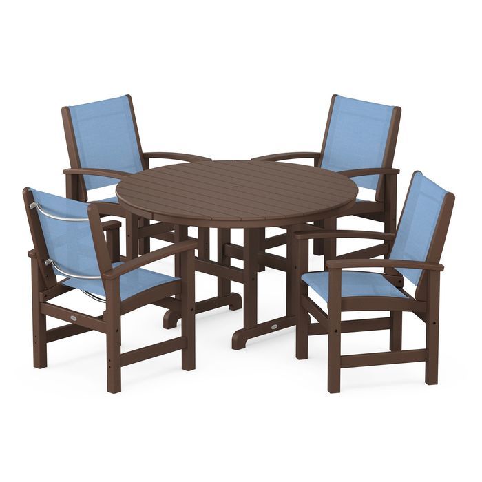 Coastal 5-Piece Round Farmhouse Dining Set