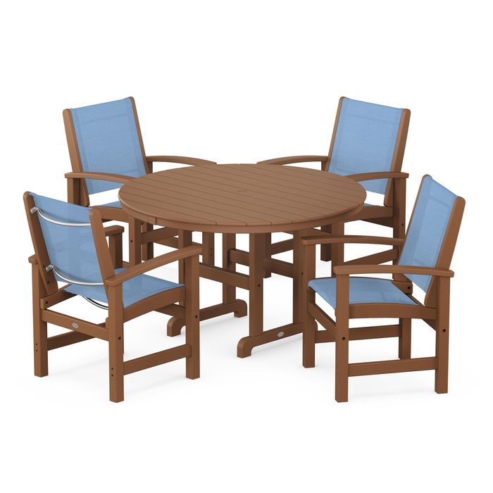 Coastal 5-Piece Round Farmhouse Dining Set