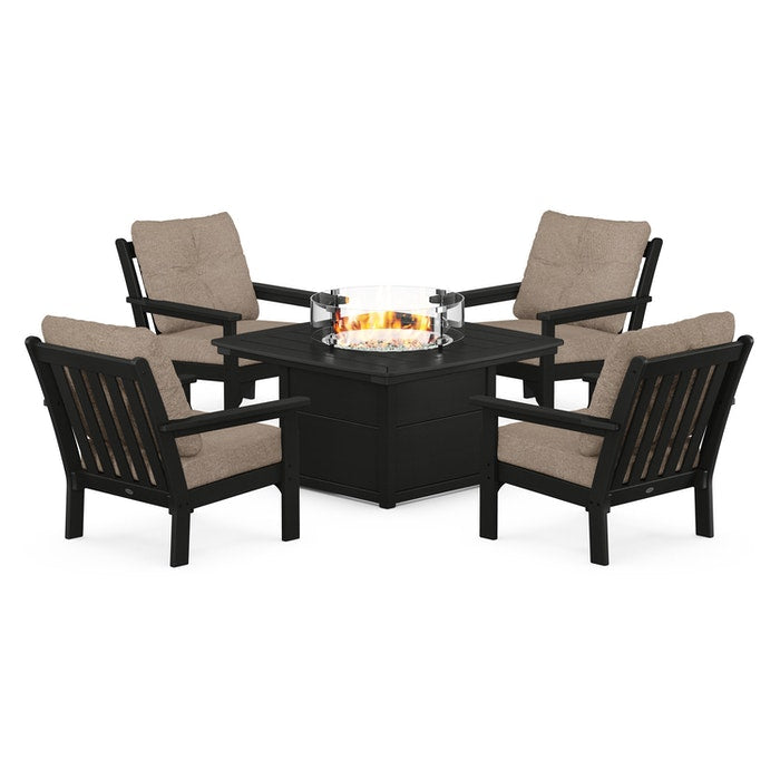 Vineyard 5-Piece Conversation Set with Fire Pit Table