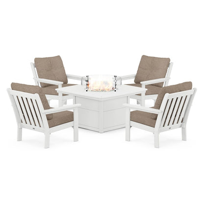 Vineyard 5-Piece Conversation Set with Fire Pit Table