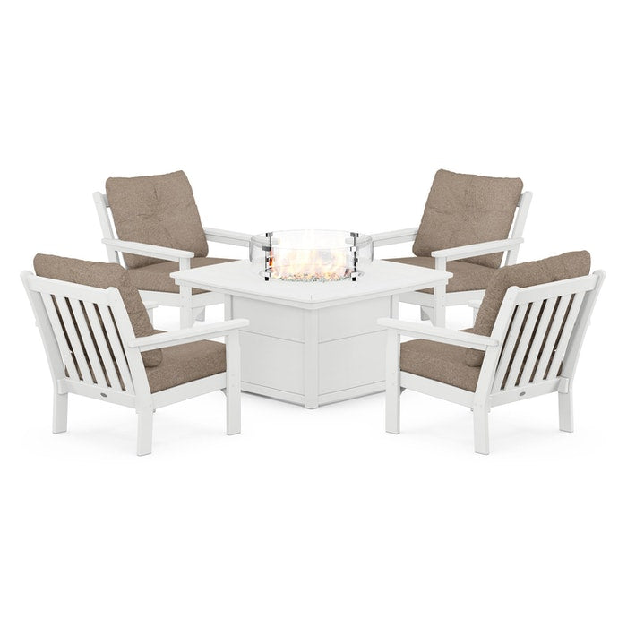 Vineyard 5-Piece Conversation Set with Fire Pit Table