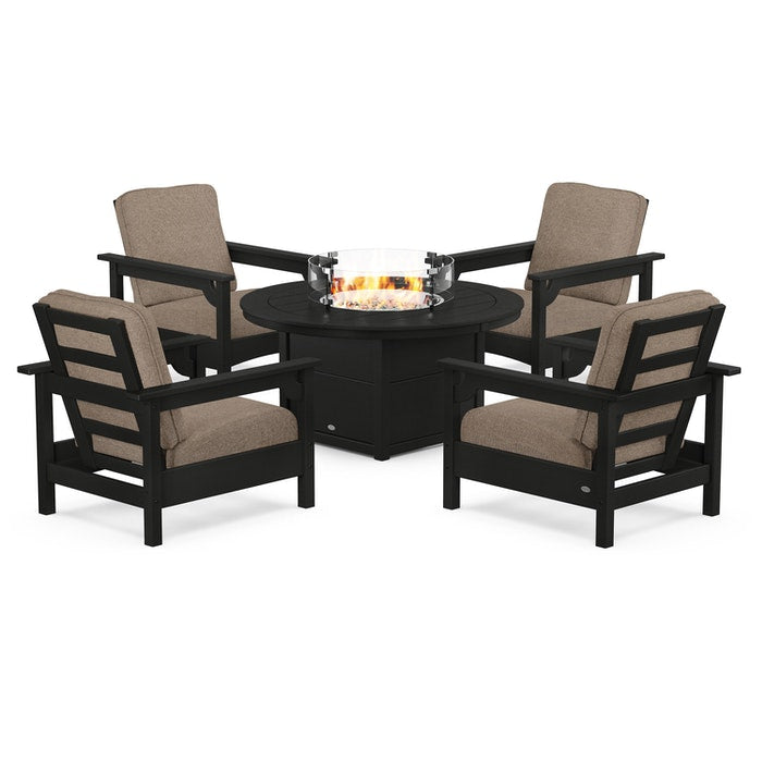 Club 5-Piece Conversation Set with Fire Pit Table