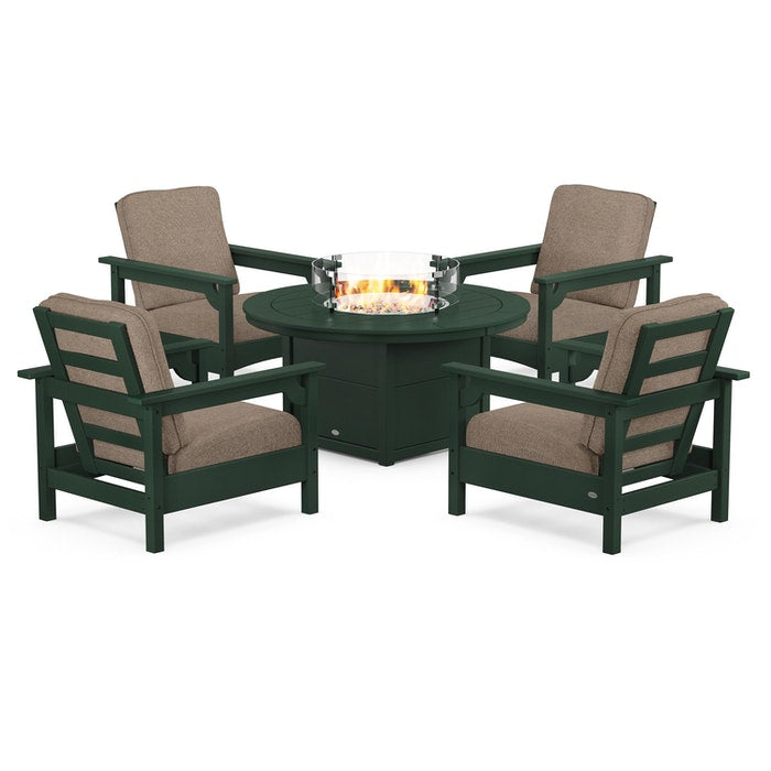 Club 5-Piece Conversation Set with Fire Pit Table