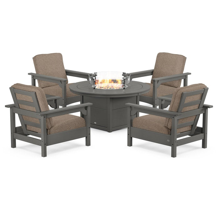 Club 5-Piece Conversation Set with Fire Pit Table