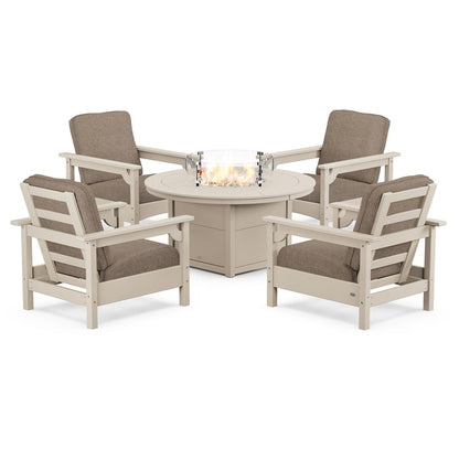 Club 5-Piece Conversation Set with Fire Pit Table