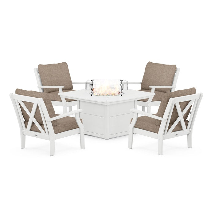 Braxton 5-Piece Deep Seating Conversation Set with Fire Pit Table