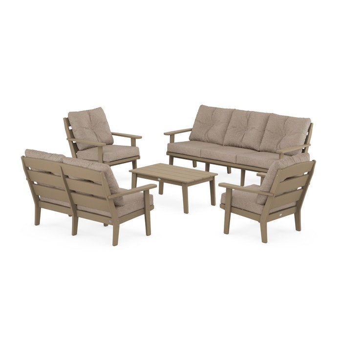Lakeside 5-Piece Lounge Sofa Set in Vintage Finish