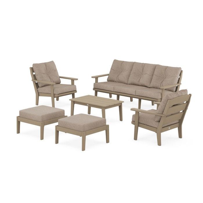 Lakeside 6-Piece Lounge Sofa Set in Vintage Finish