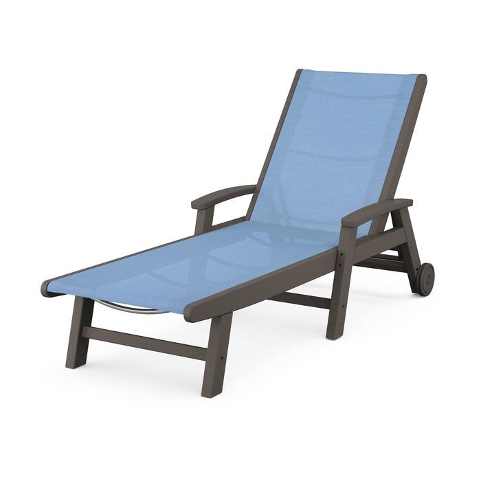 Coastal Chaise with Wheels in Vintage Finish