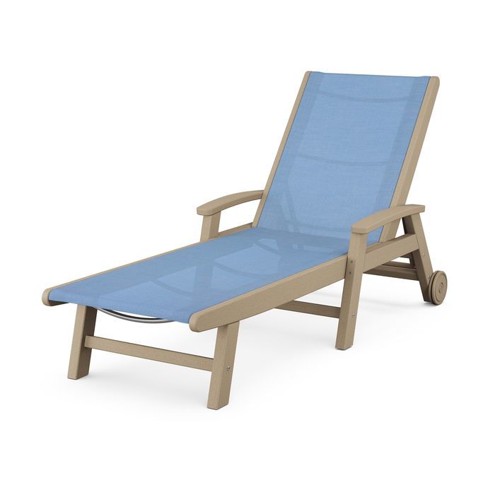 Coastal Chaise with Wheels in Vintage Finish