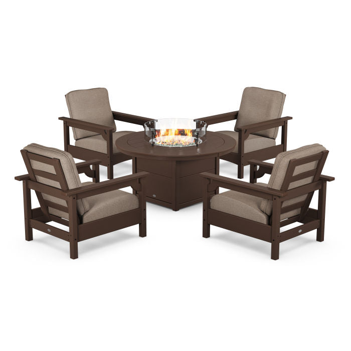 Club 5-Piece Conversation Set with Fire Pit Table